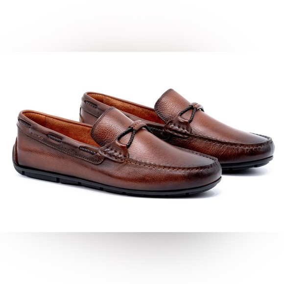 LN Men’s Martin Dingman Bourbon Bermuda Pebble Grain Braided Bit Loafers Size 12 - Picture 1 of 10